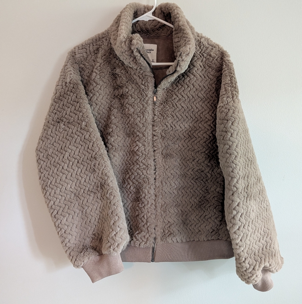 Abercrombie & Fitch Cozy Herringbone Bomber Jacket